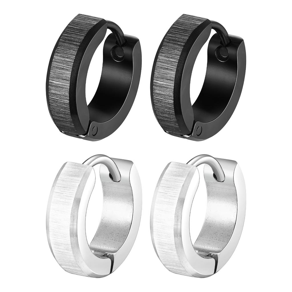 Punk Stainless Steel Huggie Earrings for Men, Fashion Unique Small Hoop Earrings, Waterproof Hypoallergenic Jewelry