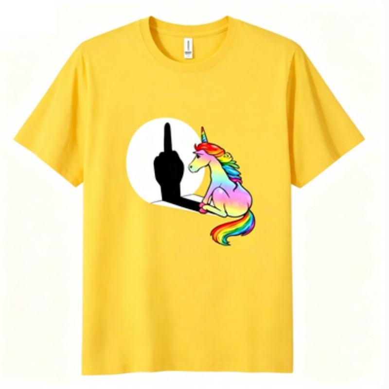 Unicorn Middle Finger T Shirt Unisex Unisexs TShirt Streetwear Tshirts Anime Clothes Four Seasons