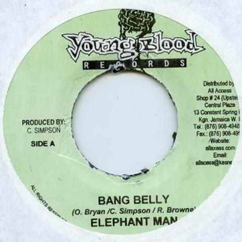 

7-дюймовая пластинка ELEPHANT MAN / M LONIE - Bang Belly / Money Boy Young Blood 2007 Ямайка Регги, Ска и Даб