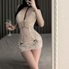 Women Sexy See Through Mesh Lace Deep V Strap Lingerie Sleep Nightdress