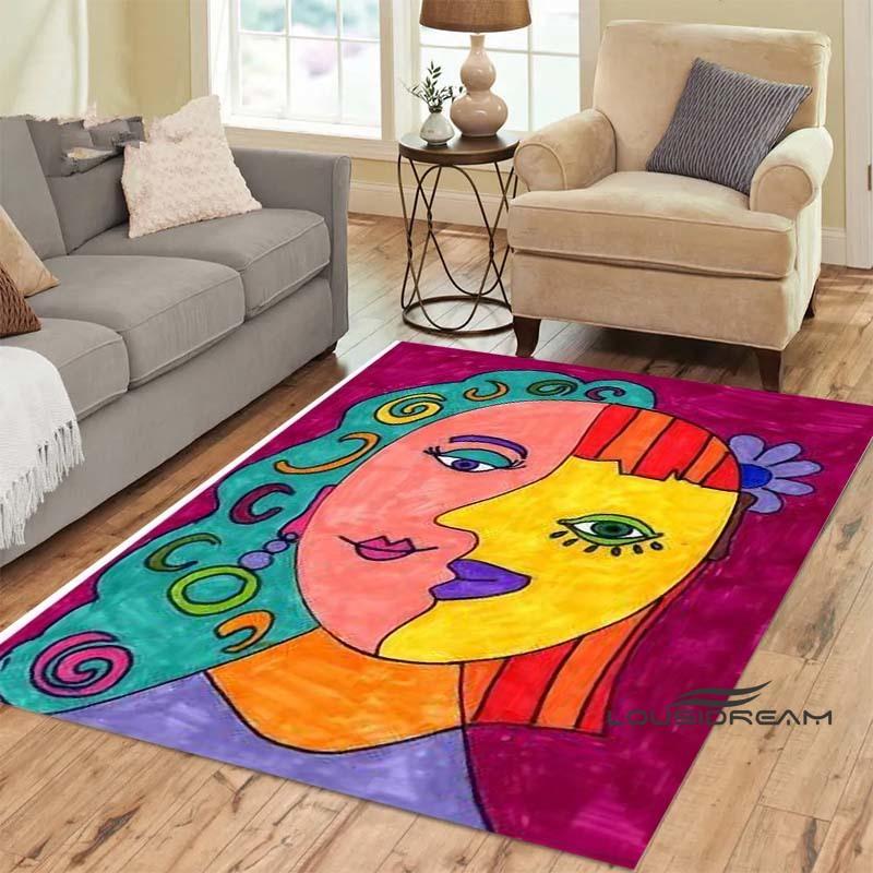 

Customizable Picasso Style Painting Printed Carpet Fashion Non-slip Floor Mat Outdoor Door Mat Play Mat Birthday Gift 40x60cm