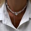 New Irregular Choker Vintage Tassels Zircon Heart Pendant Necklace For Women Female Geometric Baroque Transparent Crystal Chain