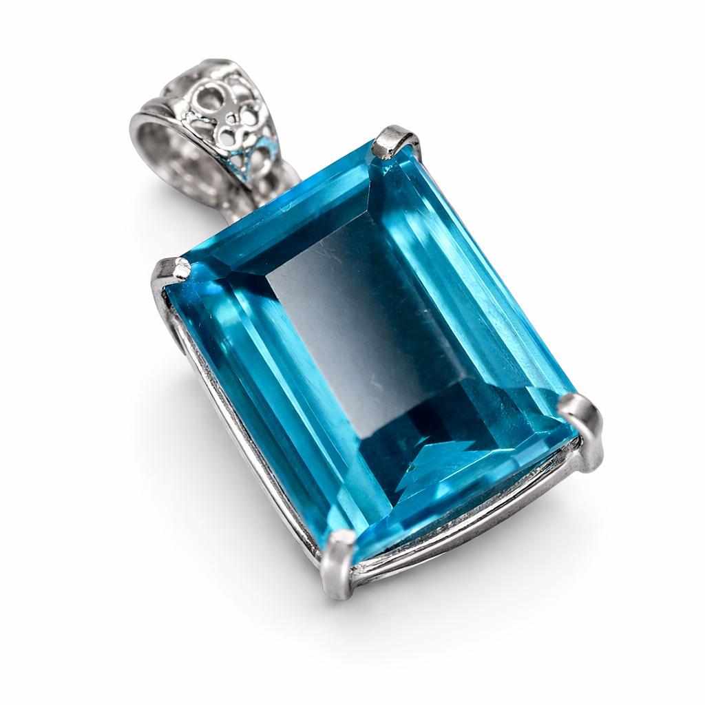 

Lab Created Sapphire 58.55 Ct 925 Sterling Silver Gems Pendant Emerald CERTIFIED my-487-ns 22.2 mm approx синій
