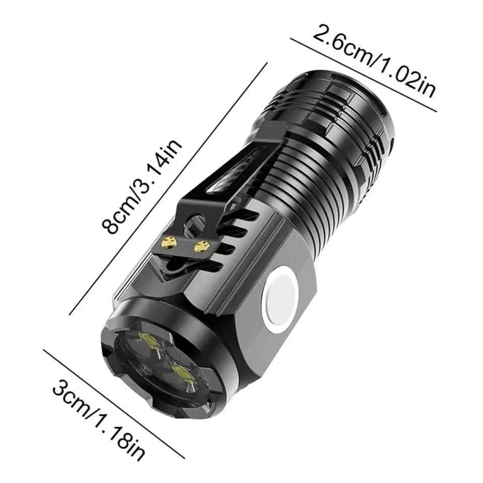 Rechargeable LED Strong Light Flashlight - Multi-functional Cap Clip Mini Torch Long Range Portable for Outdoor & Home Use