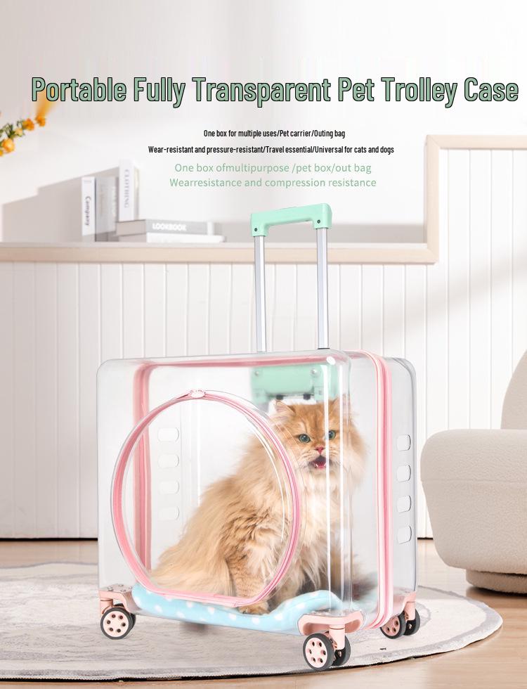 Portable Transparent Pet Travel Suitcase: Breathable, Extra Large for Cats & Dogs