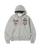 Escapefrom Guardian Cross Print Two-Way Zip-Up Hoodie Gray