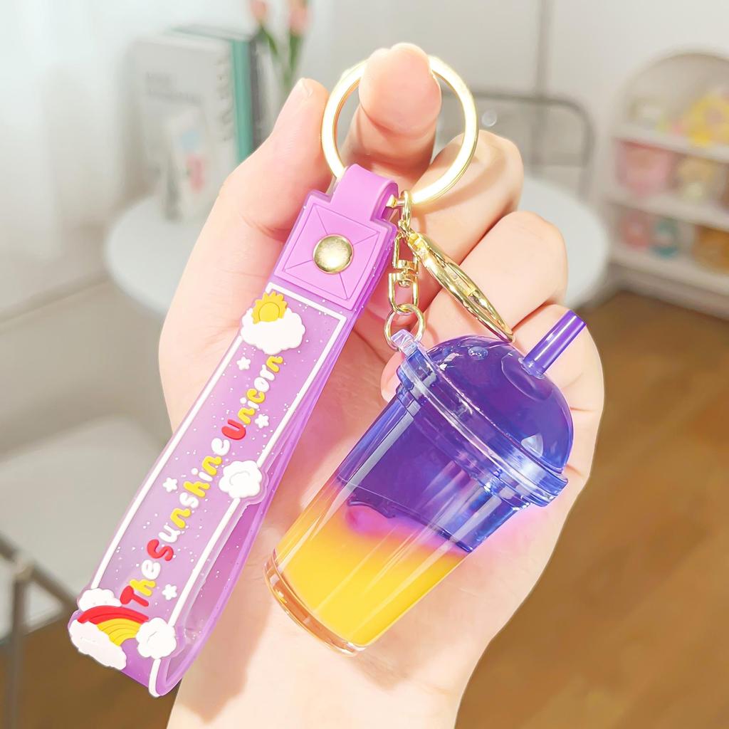 Acrylic Milk Tea Keychain: Cute Coffee Cup Glitter Pendant Charm