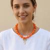 Fashion Resin Beaded Necklace Round Multicolor Bow Pendant Choker Jewelry Boho Women Clavicle Chain Travel