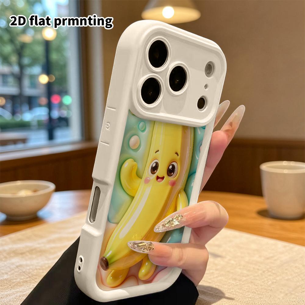 Phone case: 2D flat design, fits iPhone 18 17 16 15 14 13 Pro protective case, cartoon banana, perfect Christmas and Halloween holiday gift