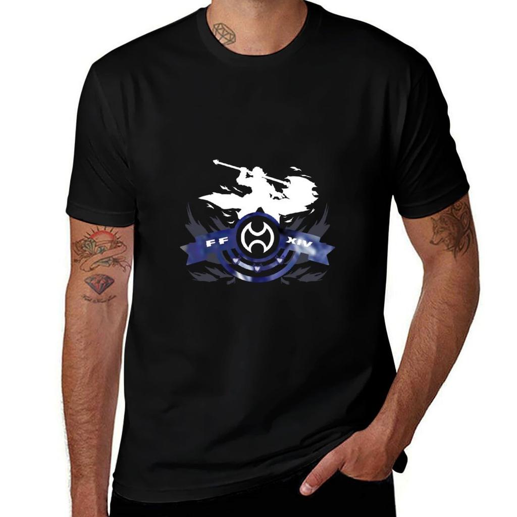 FFXIV Guerriero Caos Interiore (Blu bianco) T-shirt Morbida Casual Manica Corta Cotone