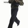 MO&Co. Mid-Low Waist Loose Straight Black Denim Jeans