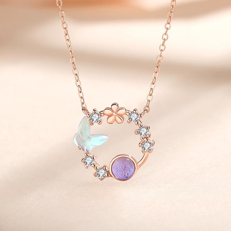 

Танциз Стерлингового Серебра 925 Классическое Женское Ожерелье Кулон Циркон Модный Подарок розового золота