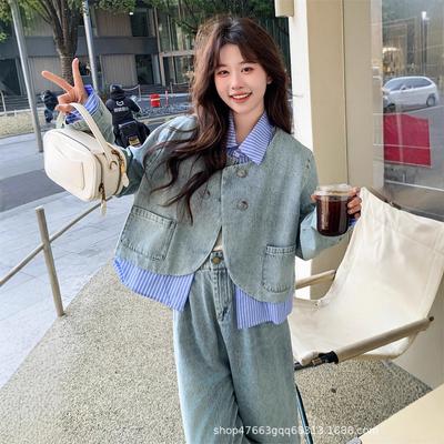 Popular Denim Suit Women's Spring and Autumn 1116 New Fried Street Age Reduction Fashion Salt Wear and a Two-piece Set