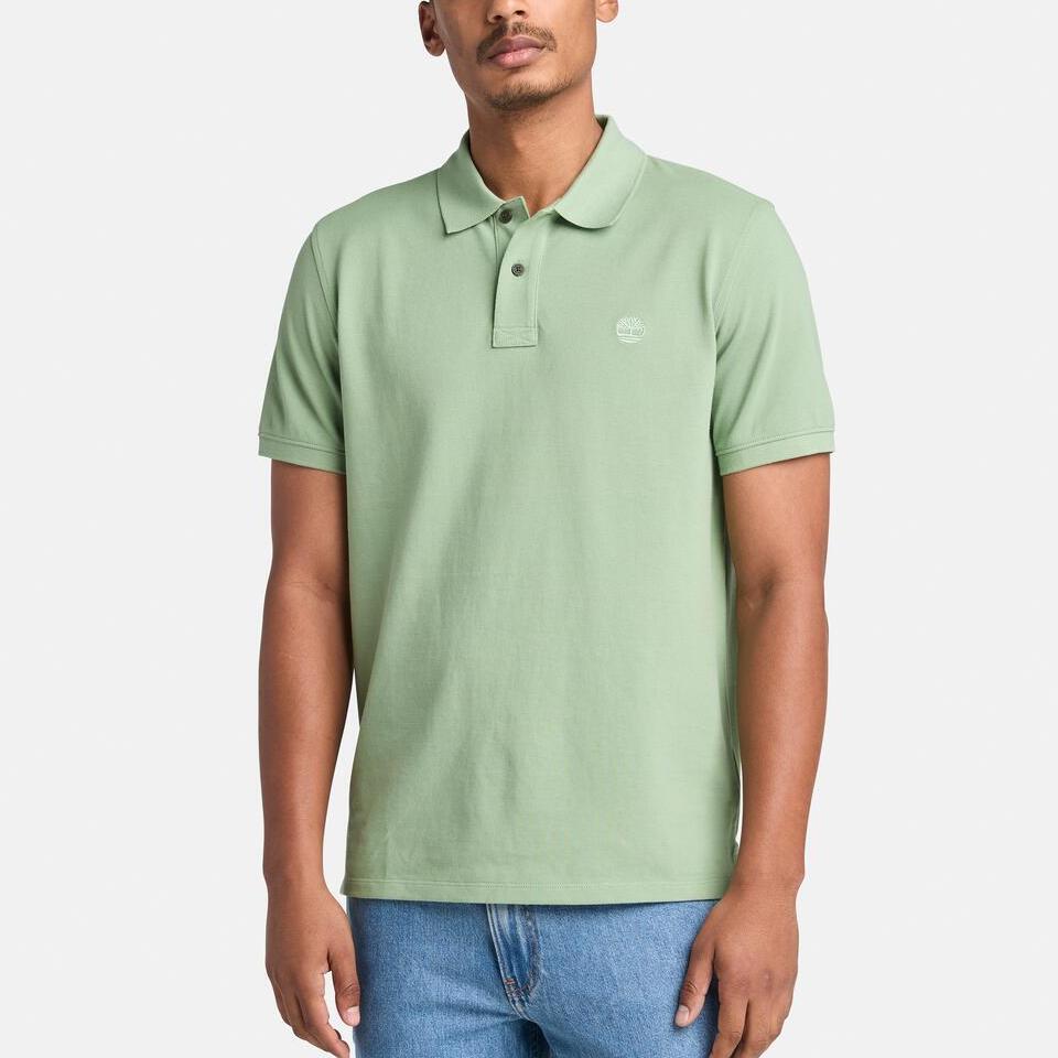 Timberland Short Sleeve Casual Business Breathable Polo Shirt Men tops Green-Bay A6943EC6