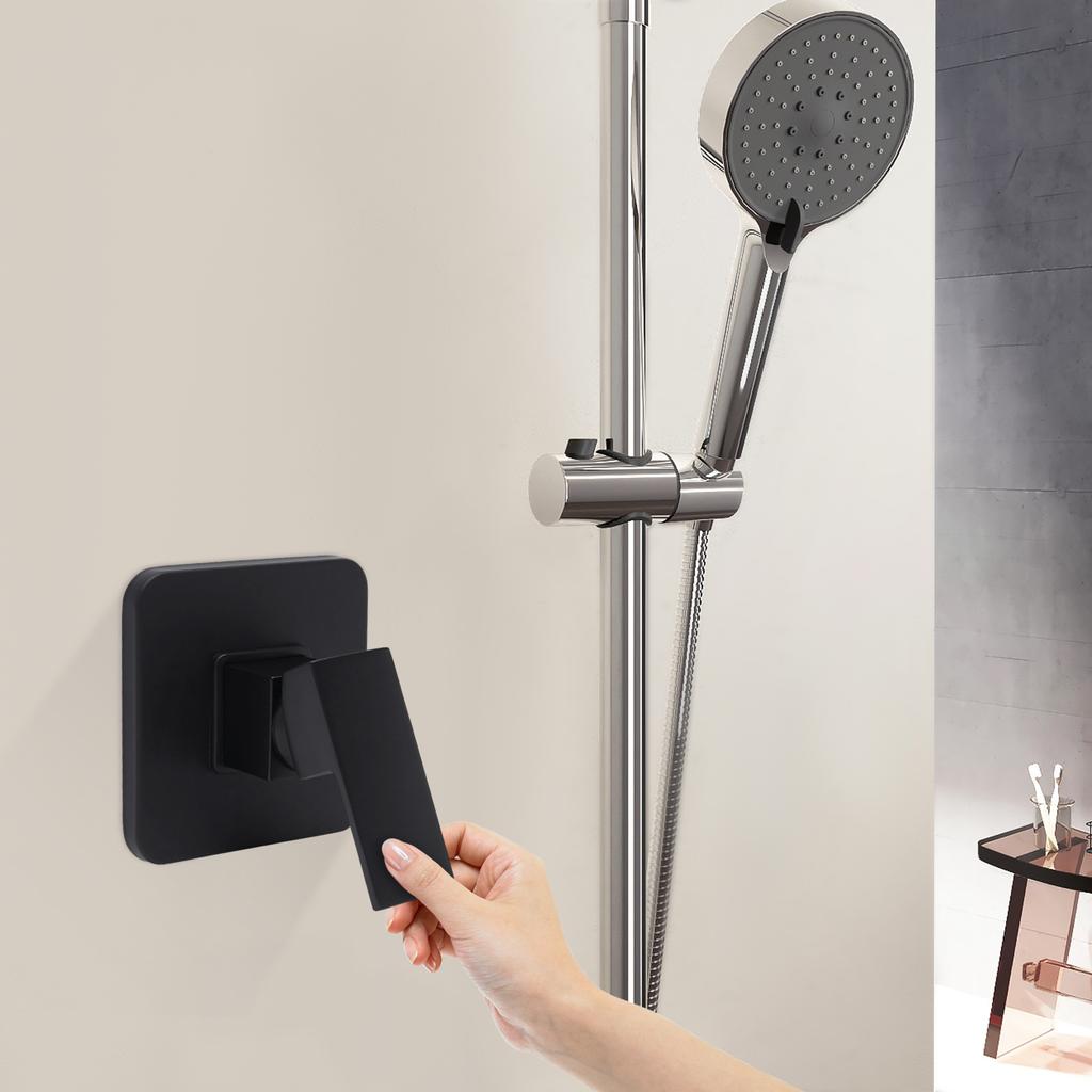 Shower Valves Wall Mount Copper Faucet Shower Rough-In Valve Bathroom Trim Kit Single Handle Tub Shower Valve Mixer, Matte Black