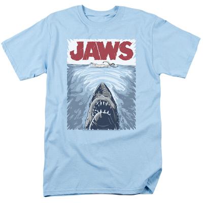 Jaws Graphic Poster Shark Movie Retro Tee Světle modré unisex tričko