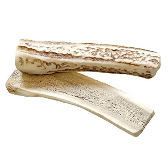 

Прессованная оленья кость Набор из 2 штук Размер для крупной собаки Игрушка для жевания Игрушка для собаки Олений рог Лакомство для собаки Собачья кость Олений рог Очистка зубов Десны Уход за зубами собаки Половинка