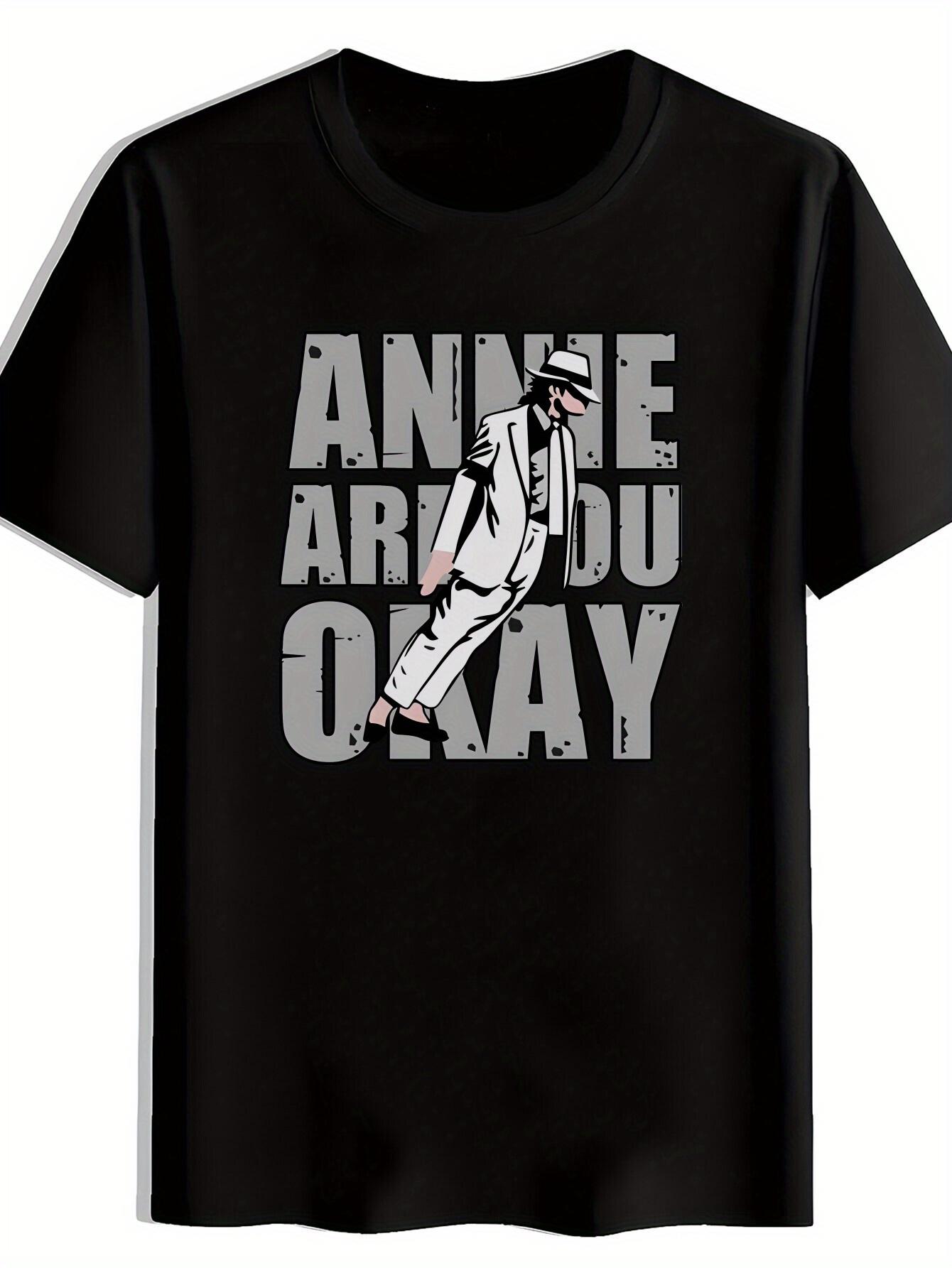 

Black T-shirt with Annie Ardou OKAY Graphic - Casual Crew Neck XL