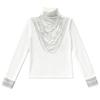 Cross2026 Elegant Slimming Semi-High Collar Long Sleeve Top with Hot Drill Detailing for Fall/Winter