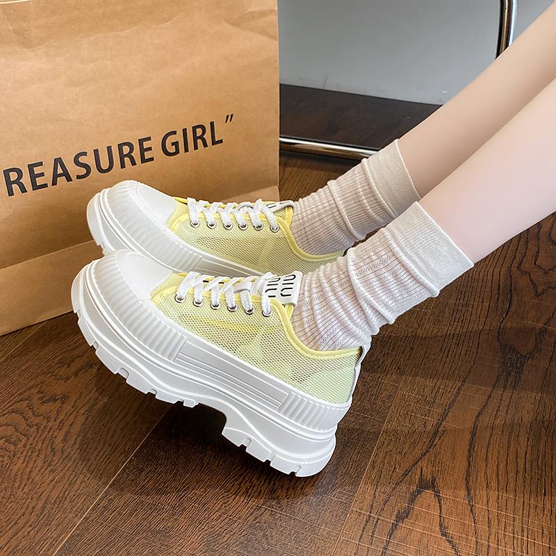 Fashion CRLAYDK Classic Women's Low Top Sneakers Platform Mesh Casual Lace Up Fashion Shoes Ladies Summer Breathable Walking Tennis