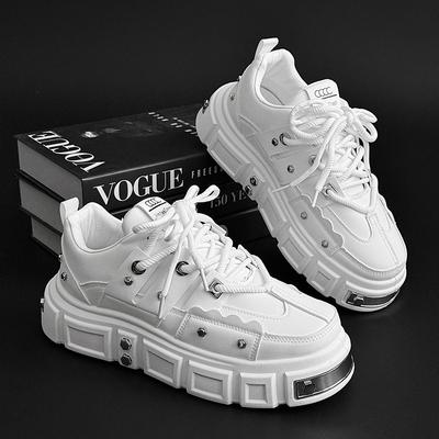 Punk Style Men's Sneakers  Designer Height Increase Platform Shoes High Quality Leather Casual Shoes for Men Skateboard Shoe