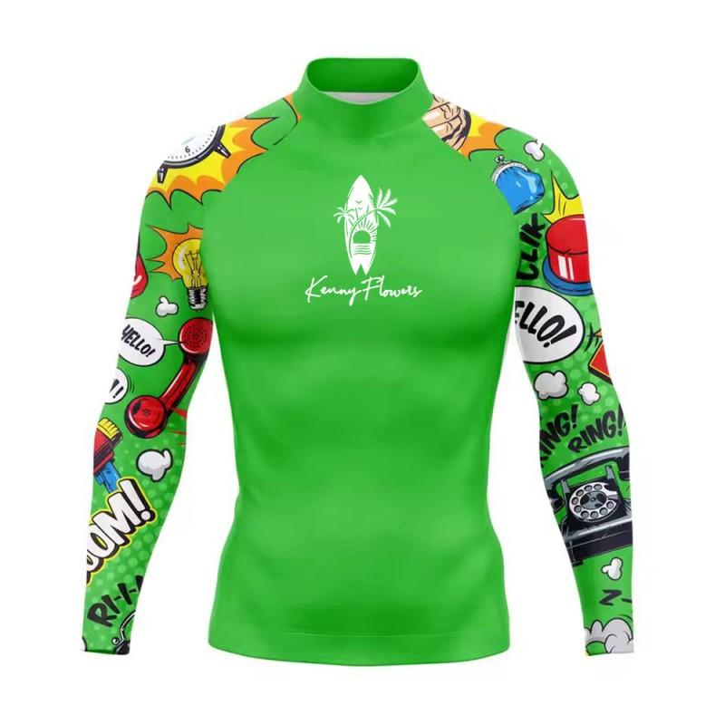 UPF50 Herren Langarm Rash Guard Schnelltrocknend Surferanzug UV-Schutz Schnorcheln Schwimmen