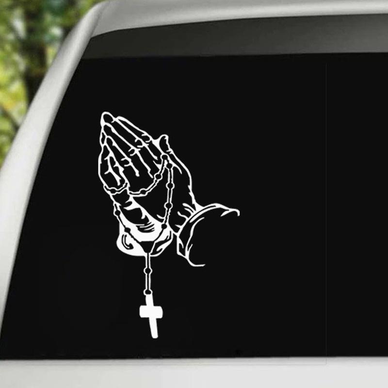 Color Car Prayer Gesture Laser Stickers Car Interior Stickers God Jesus Christ  Car Body Styling Decorative Stickers