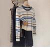 Early autumn new inner bottoming shirt unique beautiful and thin small top contrasting stripes long-sleeved t-shirt women