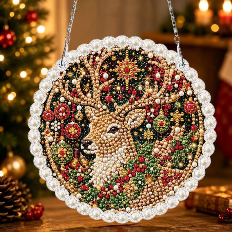Acrylic Rhinestone Pendant Christmas Craft Set Single Sided Drill Hanging Decor Kit Diy Festival Gifts