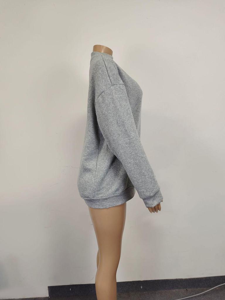 2025 Autumn/Winter Women's Loose High Neck Solid Color Long Sleeve Pullover Sweatshirt