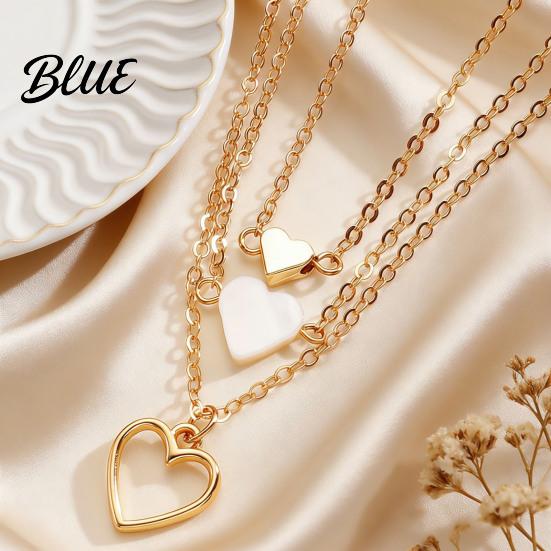 Heart Pendant 3Pcs/Set Women Necklace Three-Layer Stacking Design Sweet Charm