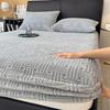 3PCS Bedding Set Soft Warm Plush Mattress Protector Cover Thick Milk Velvet Striped Fitted Sheet Fluffy Luxury Bed Cover