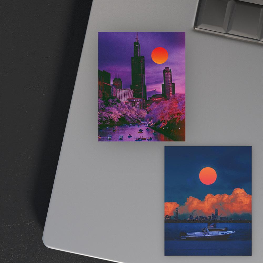 50Pcs Sunset Landscape Stickers Aesthetic Art Waterproof Graffiti Decals Luggage Laptop Phone Skateboard Guitar Sticker
