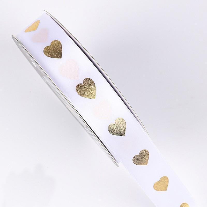2.5cm Gold Stamping love Ribbons Bouquets Gift Packaging Paper Ribbons Flowers Bows Ribbons Wholesale