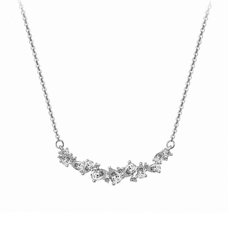 

Wisteria Flower Necklace for Women, Korean Version, Light Luxury, Niche, High-end Feeling Necklace, Small Broken Diamond, Smiling Collarbone Chain 40CM