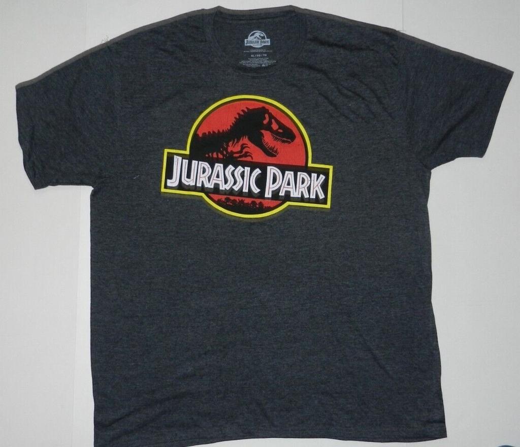 26 Jurassic Park Stone Logo Adult T Shirt Charcoal New Unisex T-Shirt
