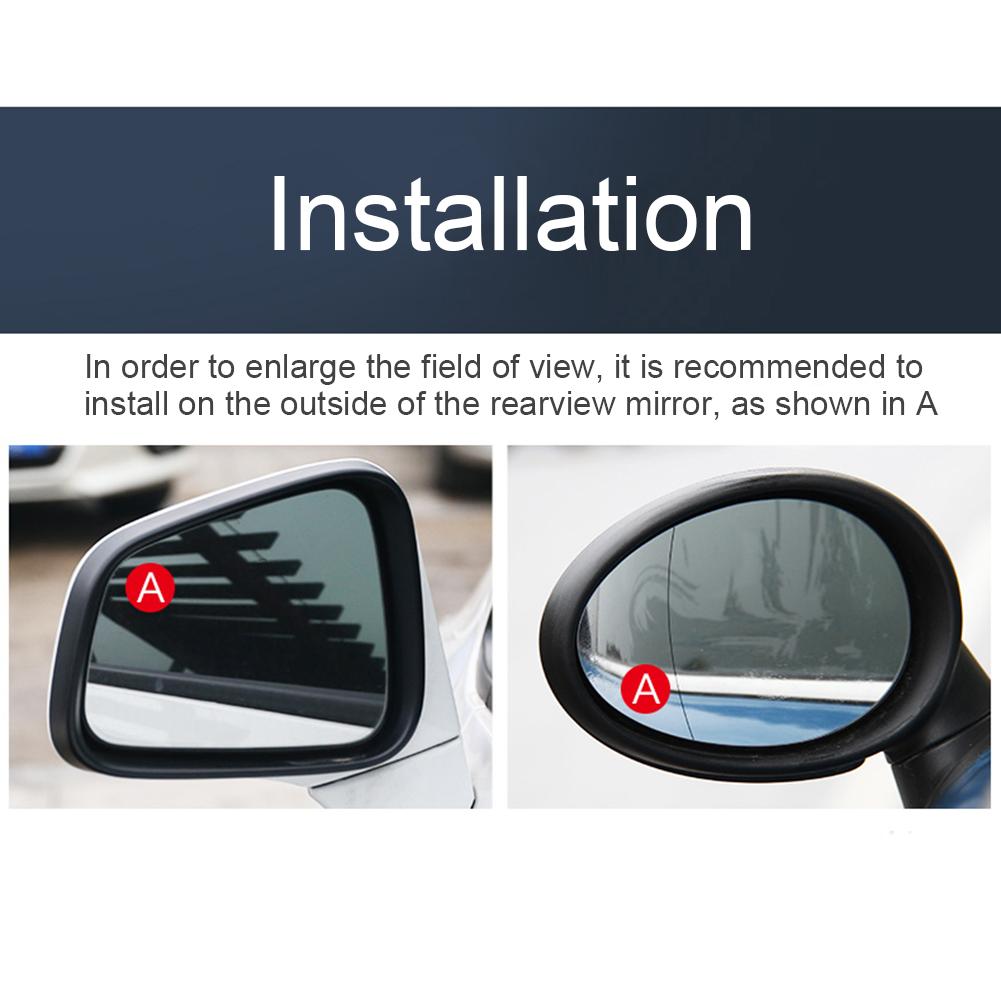 AuMoHall 1Pair Wide Angle Convex Mirror Car Rear Side View Blind Spot Mirrors Rearview Rectangle Round Mirror