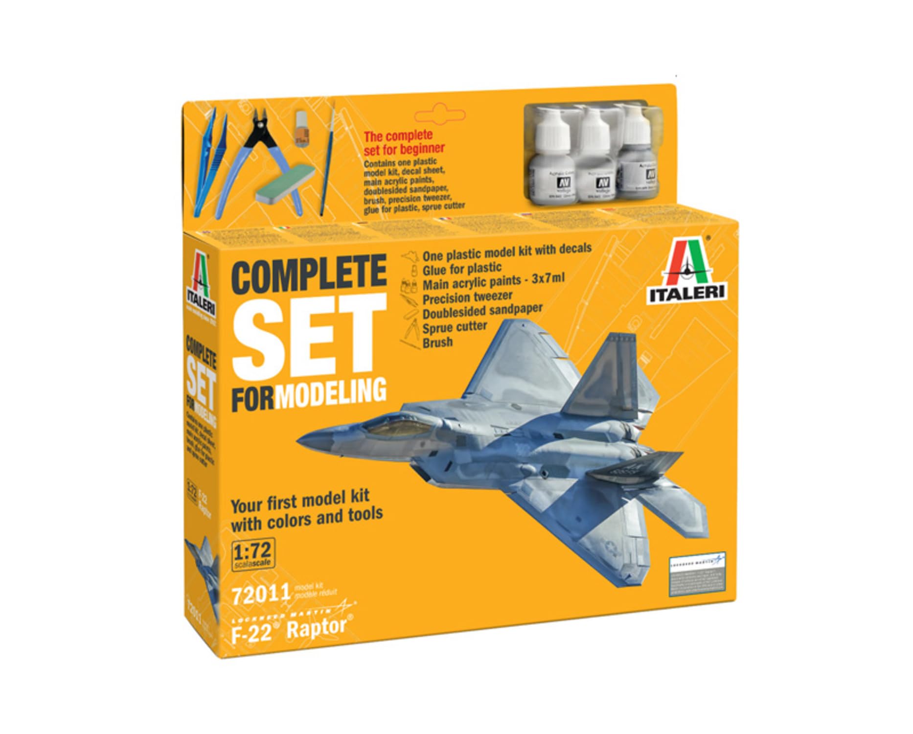 

Italeri 72011 Raptor Scale Пластиковая Полная Модель Сборная Модель с Аксессуарами F-22 172 Набор/Пластик