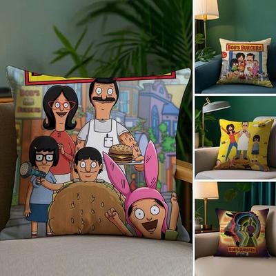 Cartoon BBobs BBurgers Pillow Case Plush Fabric Soft Double Sided Print Sofa Cushion Cover Throw Pillow Covers