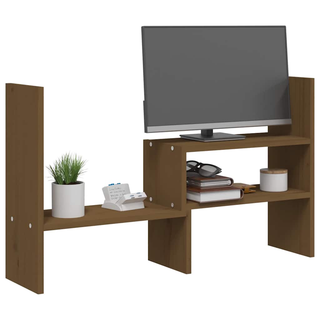 Vidaxl Podstawka Na Monitor, Miodowy Brąz, (39-72)X17X43 Cm, Sosnowa