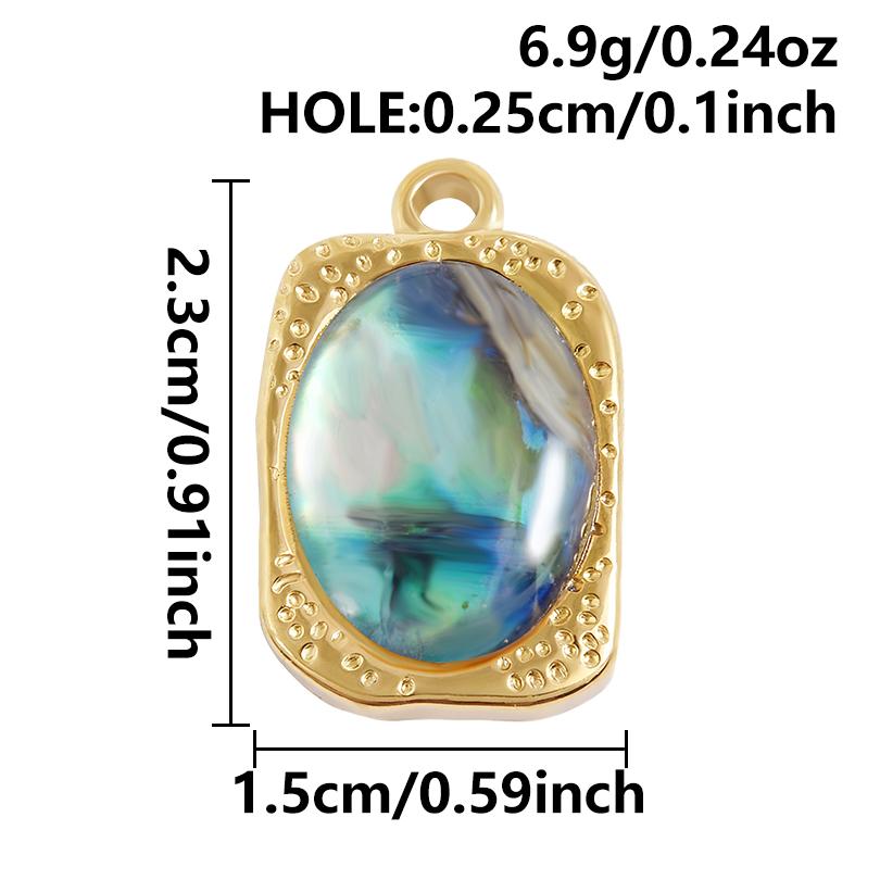 2pcs Different Shape Transparent Drip Oil Abalone Shell Charm Stainless Steel Charms For Jewelry Making Pendant DIY Accessories
