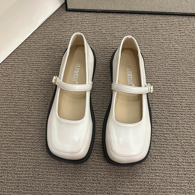 [Uncle Shoe] Spring 2025 skirt flat-soled single shoes small leather shoes women's niche belt formula head word new retro