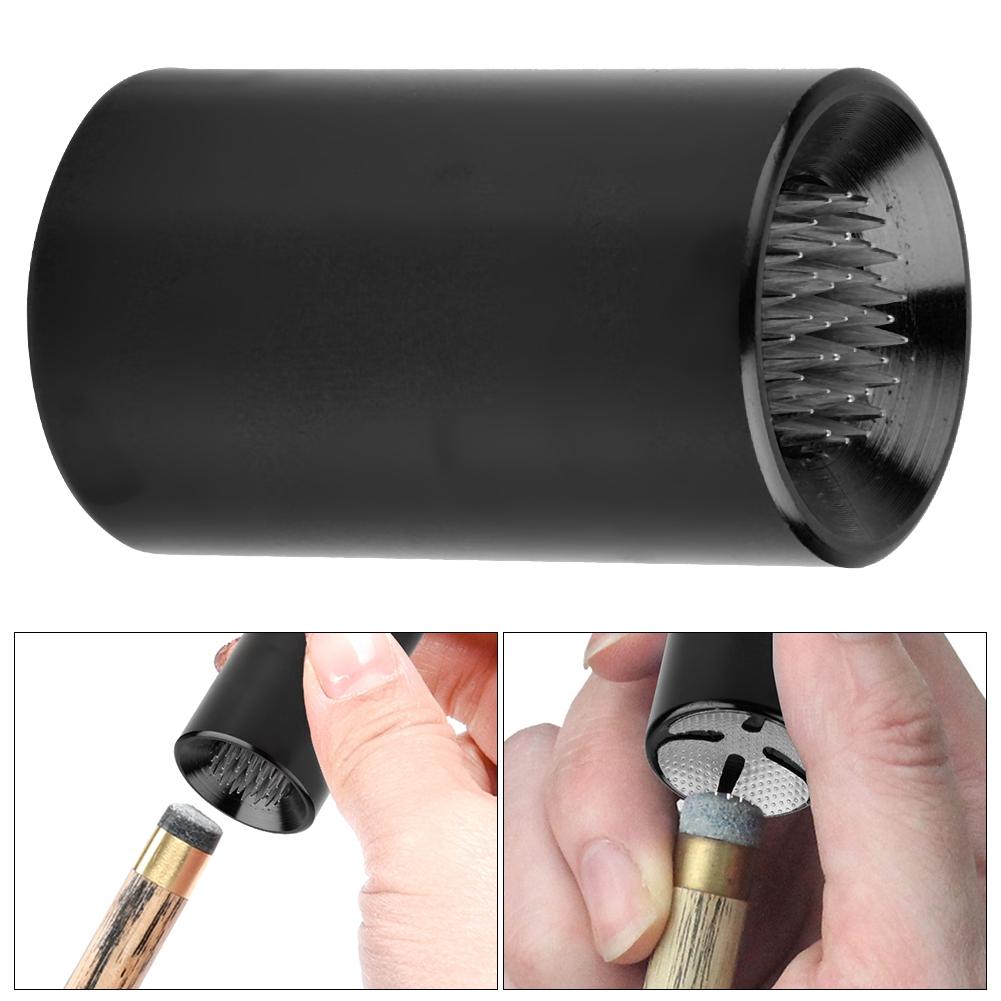 Tragbares 2in1 Billard Queue Spitzenwerkzeug Pool Queue Former Reparatur Anrauher Pick(Schwarz)