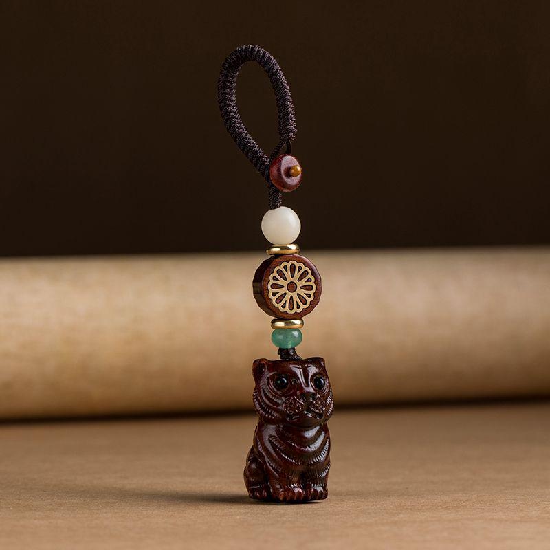 Sandalwood Zodiac Tiger Keychain & Phone Lanyard Pendant