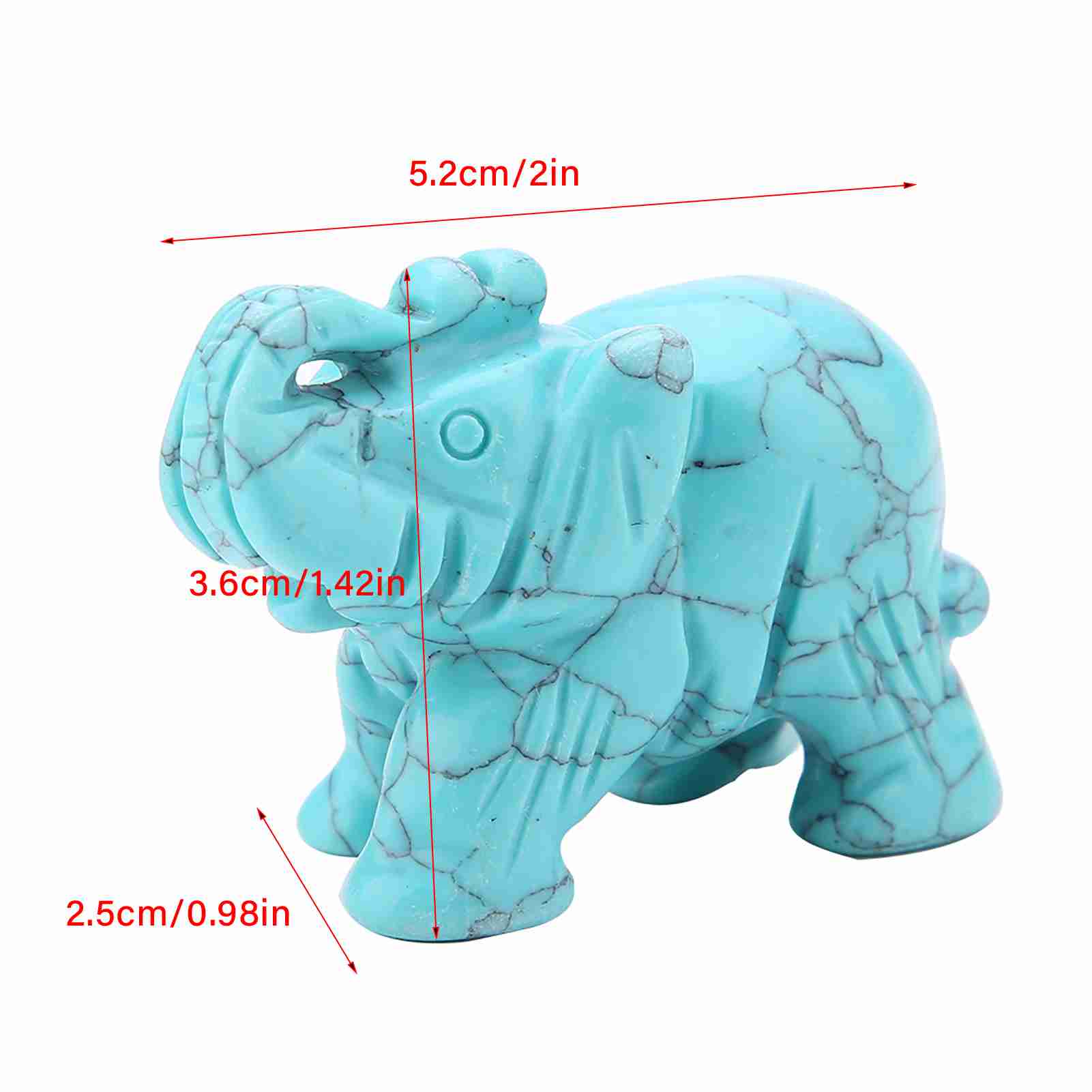 

2-дюймовая резная фигурка слона из натурального камня, хрустальная статуэтка слона, счастливый фэншуй-орнамент для украшения дома, рабочего стола, книжной полки