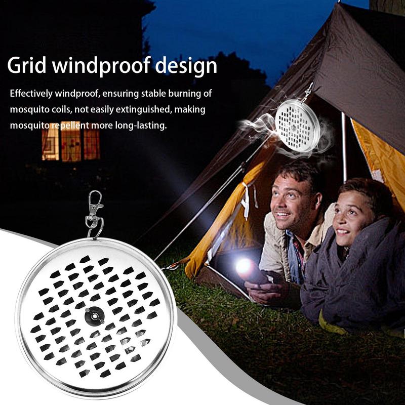 

Portable Mosquito Coil Tray With Cover Stainless Steel Mosquito Coil Holder Box Anti-Mosquito Spiral Incense Coil Burner CN