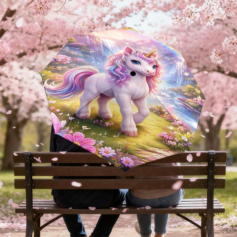 1PC Unicorn Fantasy Umbrella-8-Rib Reinforced, Automatic Open, Lightweight & Durable, Fashion Accessory for Outdoor-D341