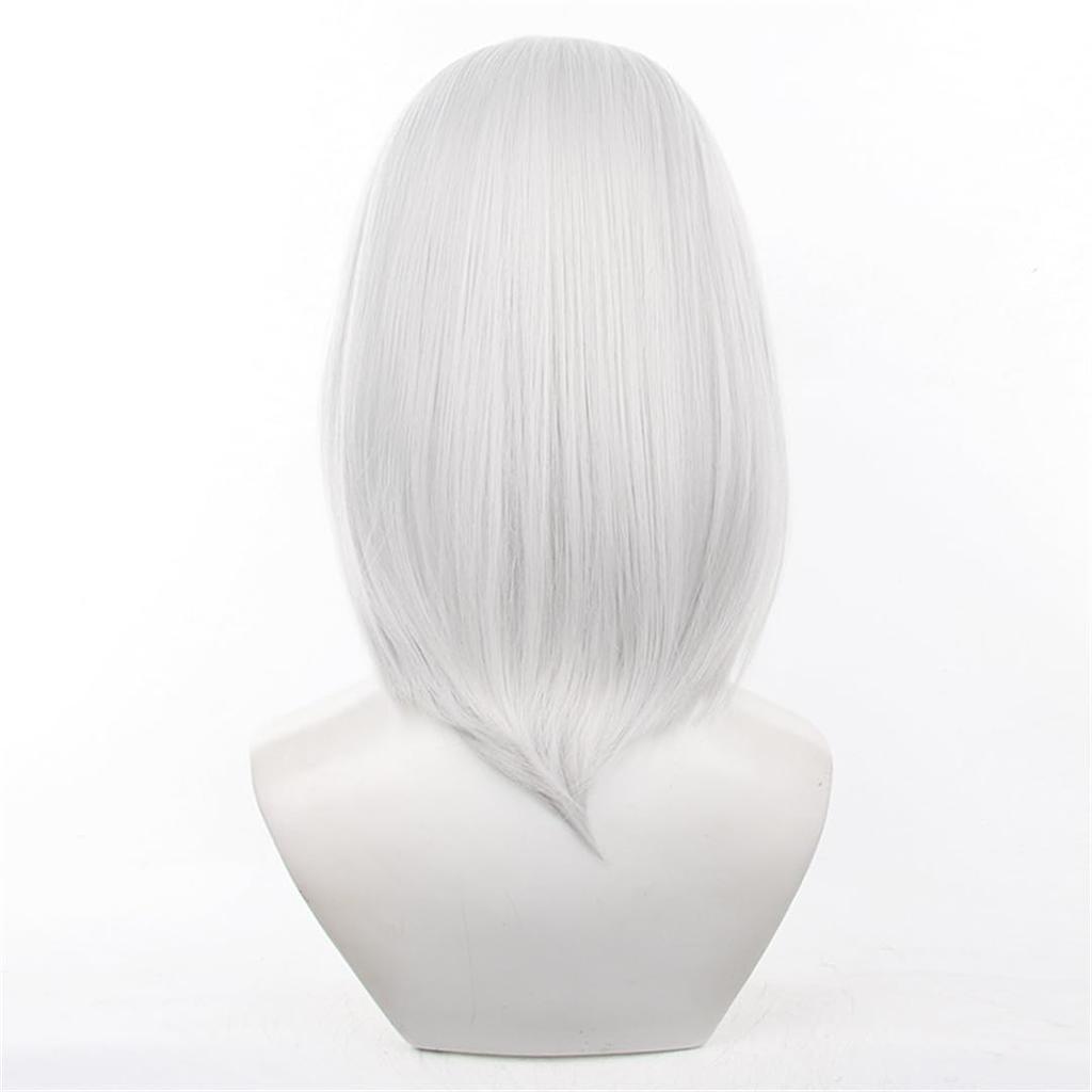 Eileen Cosplay Medium Silver Wig, Fluffy Hair, 40cm, Universal, Unisex, Heat-Resistant, Event Wig with Net