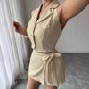 2026 Sleeveless European and American Women's Two-Piece Set: Waist-Cinching Shorts with Summer Top Design