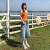 Fashion Summer Vintage Star Printed Denim Shorts For Women Thin Fabric High Waist Wide Leg Cropped Capri Pants Versatile Loose Straight Slimming